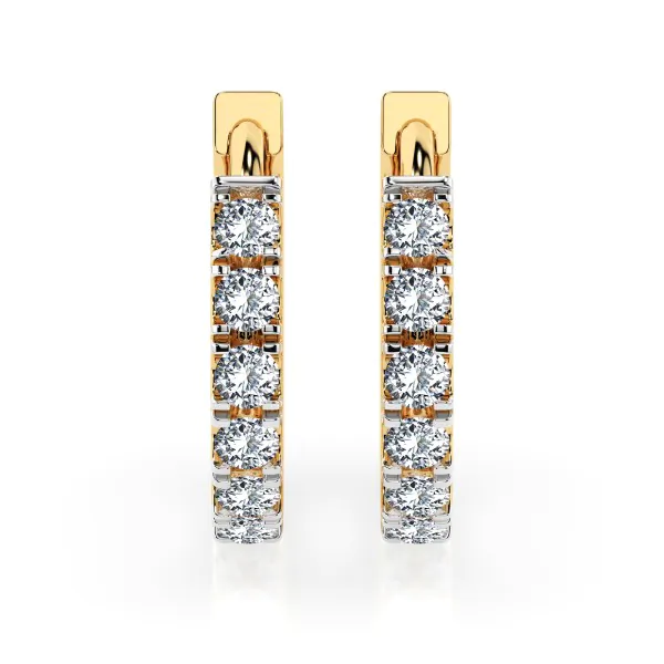 0,42 Karat Diamant Creolen, Gelbgold 585 / 14 Karat, Gewicht ca. 2.1 g.