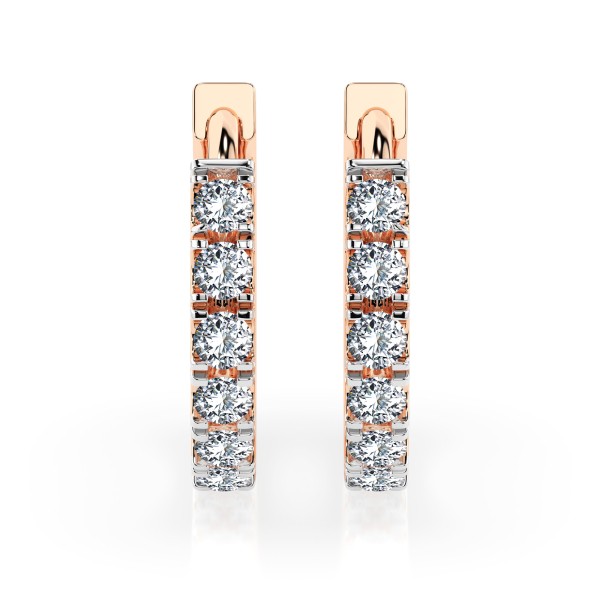 0,42 Karat Diamant Creolen, Rotgold 585 / 14 Karat, Gewicht ca. 2.1 g.