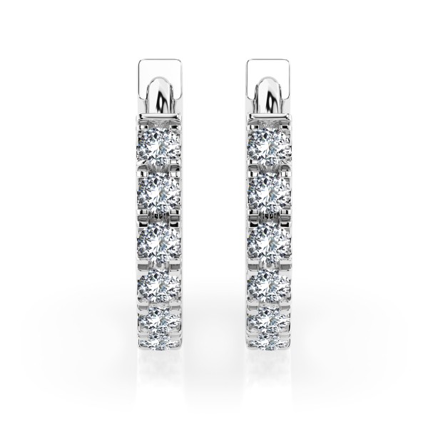 0,42 Karat Diamant Creolen, Weißgold 585 / 14 Karat, Gewicht ca. 2.1 g.