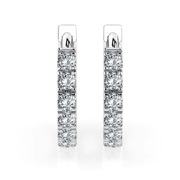 0,42 Karat Diamant Creolen, Weißgold 585 / 14 Karat, Gewicht ca. 2.1 g.