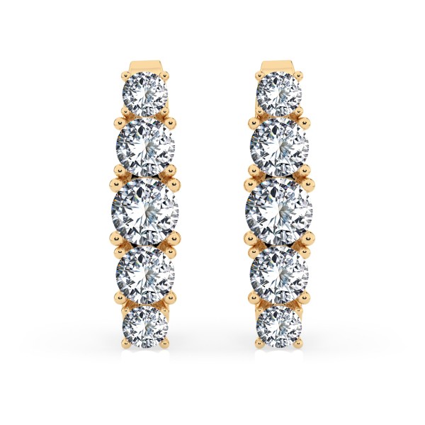 0,85 Karat Diamant Creolen, Gelbgold 585 / 14 Karat, Gewicht ca. 2.1 g.