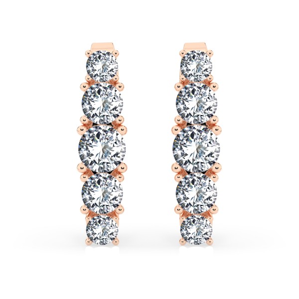 0,85 Karat Diamant Creolen, Rotgold 585 / 14 Karat, Gewicht ca. 2.1 g.