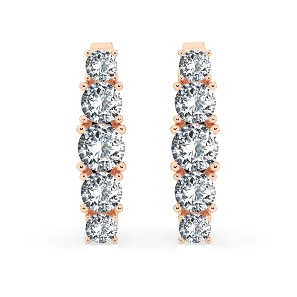 0,85 Karat Diamant Creolen, Rotgold 585 / 14 Karat, Gewicht ca. 2.1 g.