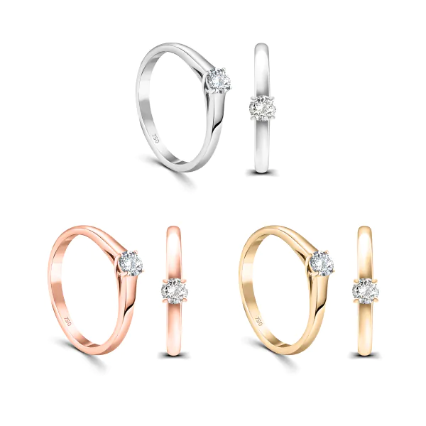 0,20 Karat Diamant Verlobungsring, Rotgold 750 / 18K, Weite 56 mm, Gewicht ca. 2.39 g.