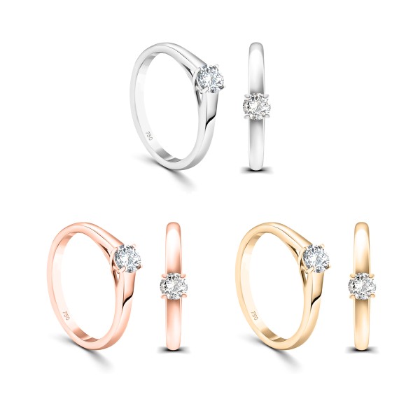 0,30 Karat Diamant Verlobungsring mit GIA Zertifikat, Rotgold 750 / 18K, Breite 1,7 mm,Weite 55 mm, Gewicht ca. 2.84 g.