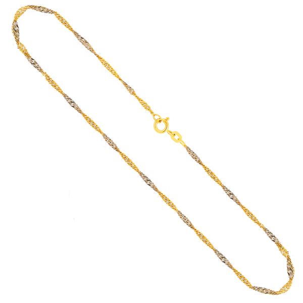 Singapurkette Bicolor in Gelbgold / Weißgold 333 / 8K, 45 cm, 1,8 mm, Gewicht ca. 2,2 g