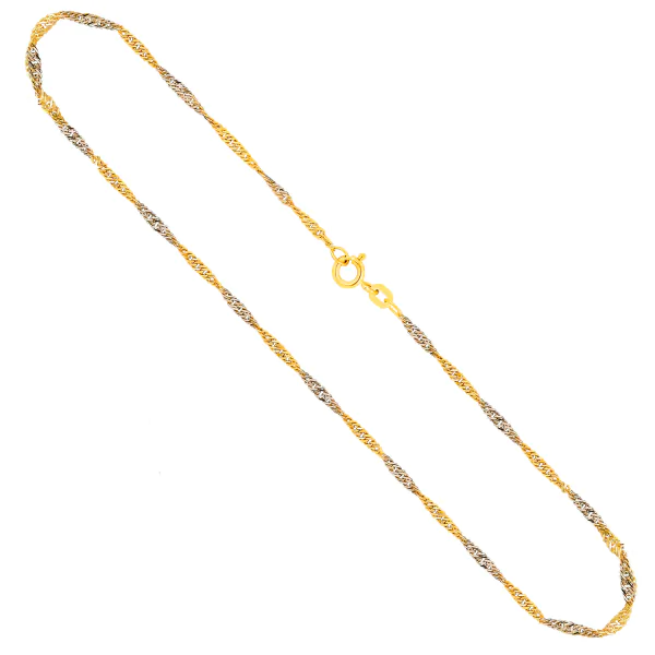 Goldkette als Singapurkette in Weißgold 333 / 8 Karat, 55 cm lang, 1.8 mm breit, Gewicht ca. 2.7