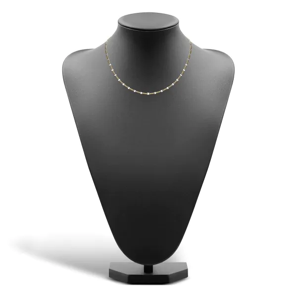 Goldkette als Panzerstegkette in Bicolor Gelbgold / Weißgold 585 / 14K, 45 cm lang, 3,1 mm breit, Gewicht ca. 5 g.