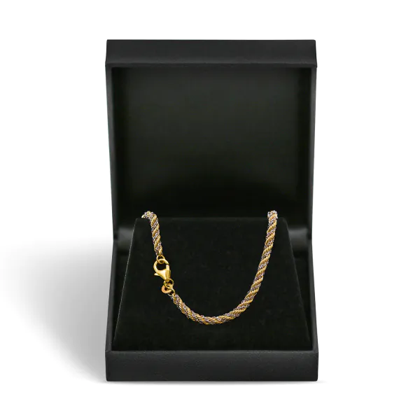 Goldkette als Kordelkette hohl in Weißgold 585 / 14 Karat, 42 cm lang, 3.3 mm breit, Gewicht ca. 11,2 g.