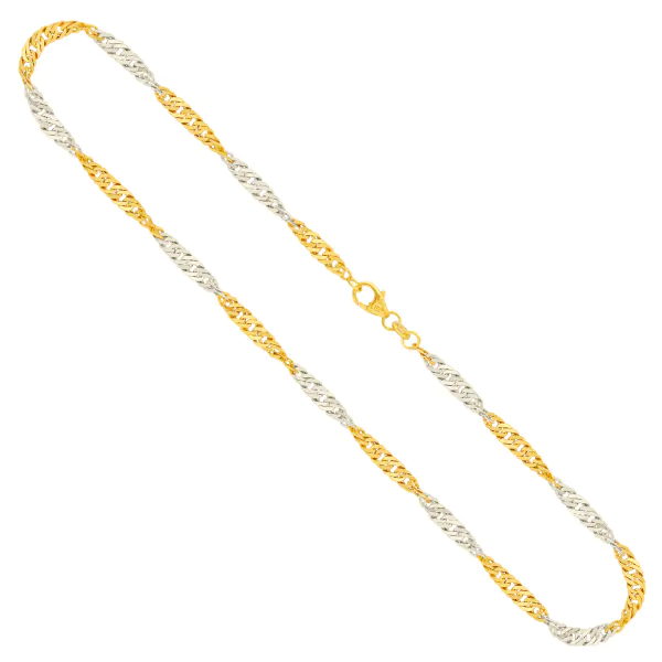 Goldkette als Singapurkette in Weißgold 333 / 8 Karat, 40 cm lang, 2.4 mm breit, Gewicht ca. 3,3 g.