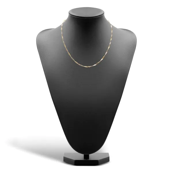 Goldkette als Singapurkette in Bicolor Gelbgold / Weißgold 750 / 18K, 50 cm lang, 2,9 mm breit, Gewicht ca. 8.7 g.