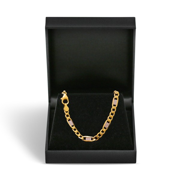 Goldkette als Fantasiekette Bicolor in Gelbgold / Weißgold 333 / 8K, 50 cm lang, 5,2 mm breit, Gewicht ca. 9.7 g.