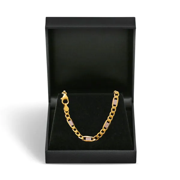 Goldkette als Fantasiekette Bicolor in Gelbgold / Weißgold 333 / 8K, 50 cm lang, 5,2 mm breit, Gewicht ca. 9.7 g.