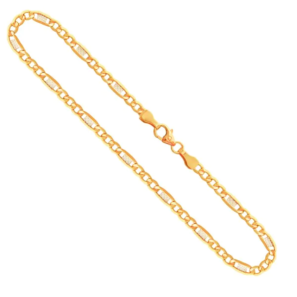 Goldkette als Fantasiekette Bicolor in Gelbgold / Weißgold 333 / 8K, 60 cm lang, 3,5 mm breit, Gewicht ca. 4.9 g.
