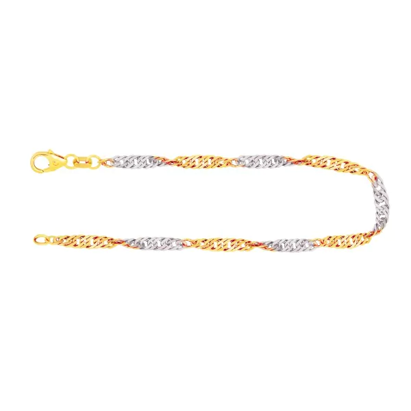 Armband Singapurkette Bicolor Gelbgold / Weißgold