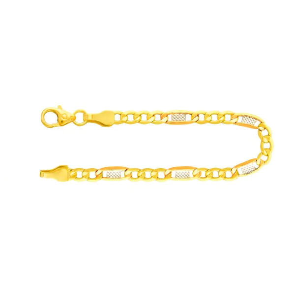 Armband als Fantasiekette Bicolor in Gelbgold / Weißgold 333 / 8K, 21 cm lang, 5,2 mm breit, Gewicht ca. 4.4 g.