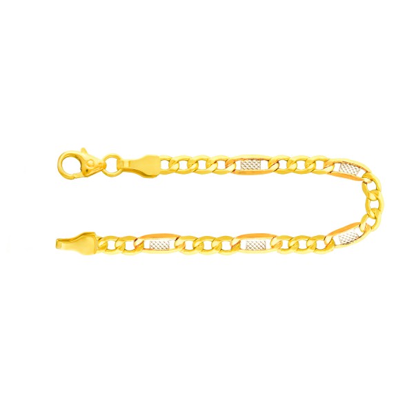 Armband als Fantasiekette in Bicolor Gelbgold / Weißgold 585 / 14K, 21 cm lang, 3,5 mm breit, Gewicht ca. 2.5 g.