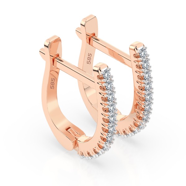 0,18 Karat Diamant Creolen, Rotgold 585 / 14 Karat, Gewicht ca. 1.5 g.