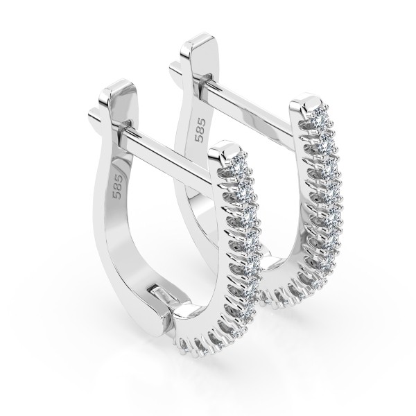 0,18 Karat Diamant Creolen, Weißgold 585 / 14 Karat, Gewicht ca. 1.5 g.