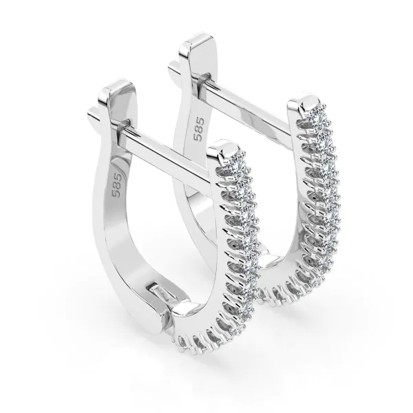 0,18 Karat Diamant Creolen, Weißgold 585 / 14 Karat, Gewicht ca. 1.5 g.