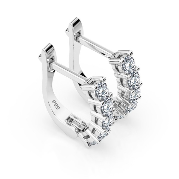 0,6 Karat Diamant Creolen, Weißgold 585 / 14 Karat, Gewicht ca. 2.2 g.