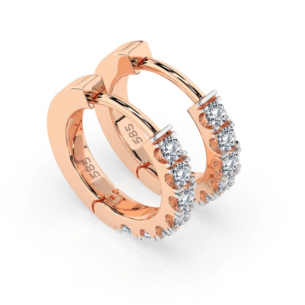 0,42 Karat Diamant Creolen, Rotgold 585 / 14 Karat, Gewicht ca. 2.1 g.