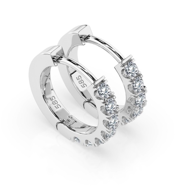 0,42 Karat Diamant Creolen, Weißgold 585 / 14 Karat, Gewicht ca. 2.1 g.