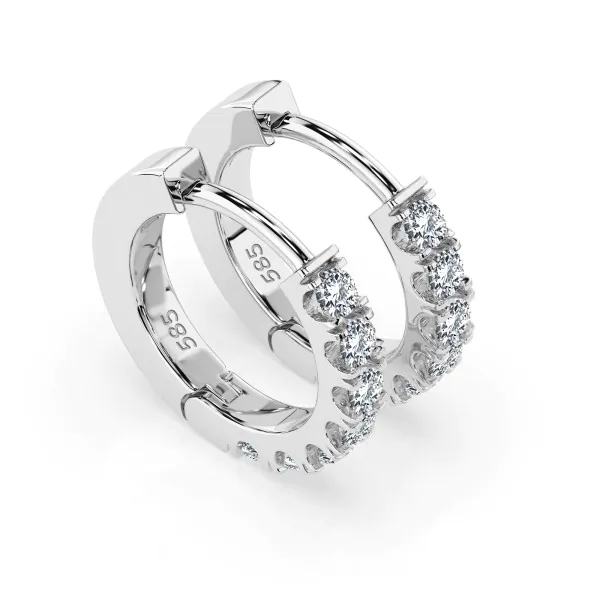 0,42 Karat Diamant Creolen, Weißgold 585 / 14 Karat, Gewicht ca. 2.1 g.