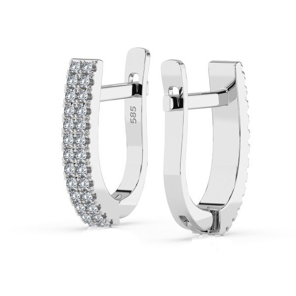 0,22 Karat Diamant Creolen, Weißgold 585 / 14 Karat, Gewicht ca. 2.5 g.