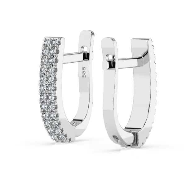 0,22 Karat Diamant Creolen, Weißgold 585 / 14 Karat, Gewicht ca. 2.5 g.