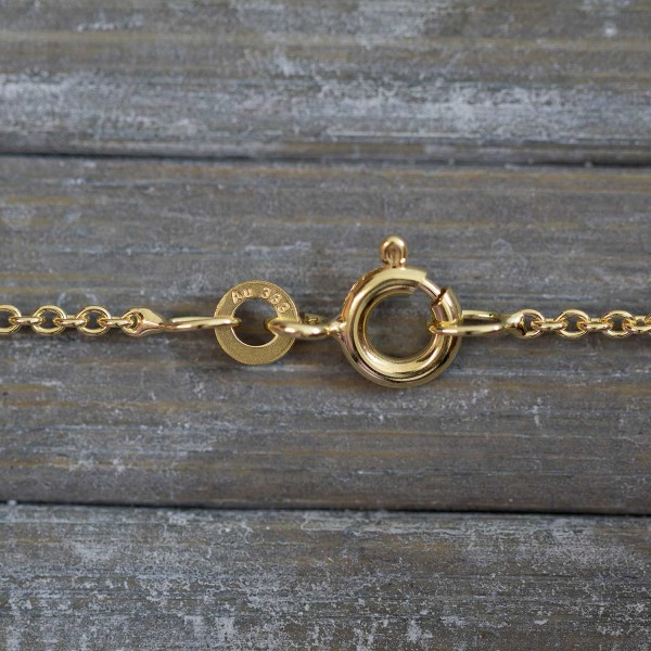 Goldkette als Ankerkette rund in Gelbgold 333 / 8K, 90 cm lang, 1,5 mm breit, Gewicht ca. 4.6 g.