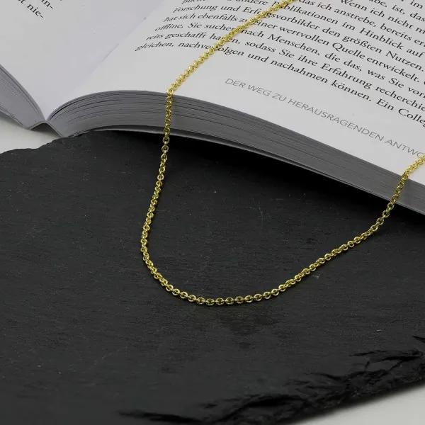 Goldkette als Ankerkette rund in Gelbgold 333 / 8K, 38 cm lang, 2 mm breit, Gewicht ca. 3.7 g.