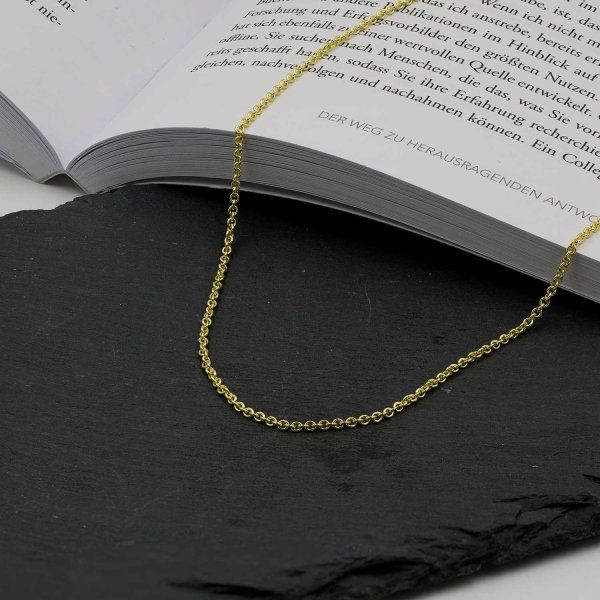 Goldkette als Ankerkette rund in Gelbgold 585 / 14K, 55 cm lang, 2 mm breit, Gewicht ca. 6.5 g.
