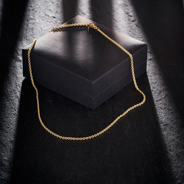 Goldkette als Ankerkette rund in Gelbgold 333 / 8K, 42 cm lang, 2,4 mm breit, Gewicht ca. 5.8 g.