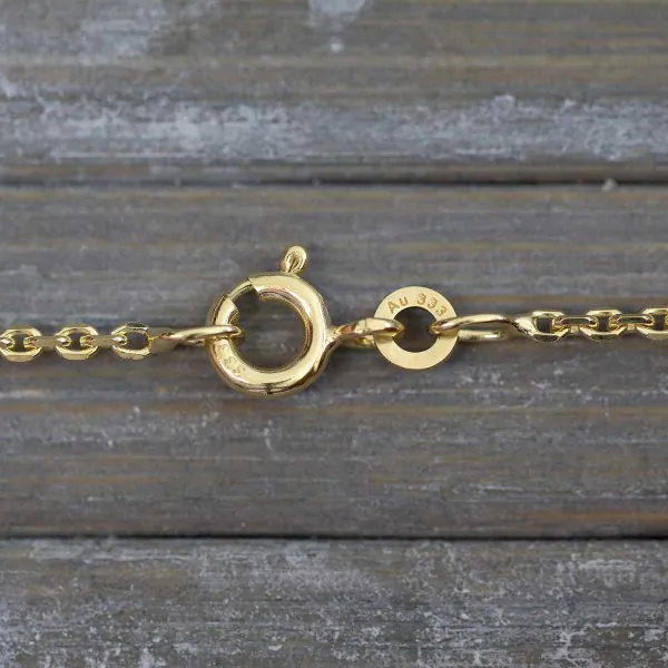 Goldkette als Ankerkette diamantiert in Gelbgold 333 / 8K, 42 cm lang, 1,7 mm breit, Gewicht ca. 3.3 g.