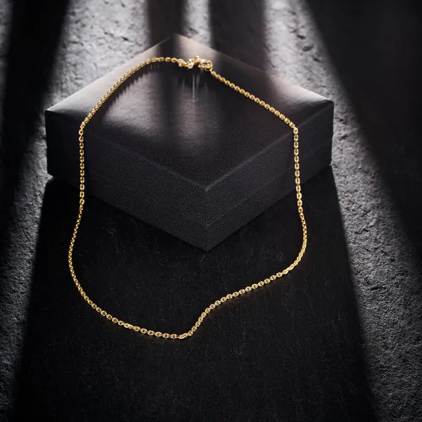Goldkette als Ankerkette diamantiert in Gelbgold 585 / 14K, 60 cm lang, 1,9 mm breit, Gewicht ca. 8.2 g.