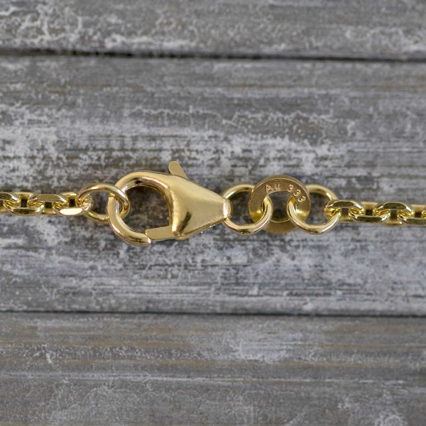 Goldkette als Ankerkette diamantiert in Gelbgold 333 / 8K, 70 cm lang, 1,9 mm breit, Gewicht ca. 7.6 g.