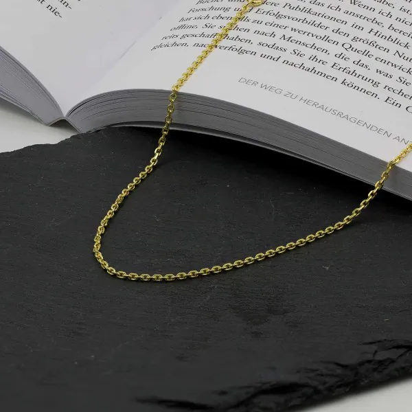 Goldkette als Ankerkette diamantiert in Gelbgold 585 / 14K, 50 cm lang, 1,9 mm breit, Gewicht ca. 6.8 g.