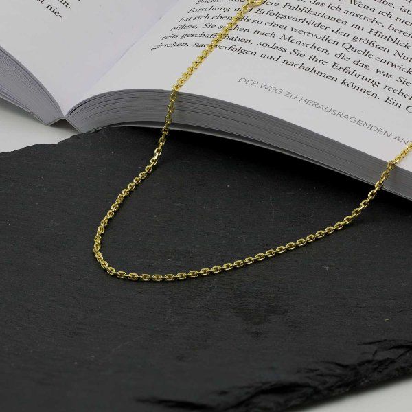 Goldkette als Ankerkette diamantiert in Gelbgold 750 / 18K, 50 cm lang, 1,9 mm breit, Gewicht ca. 8.4 g.