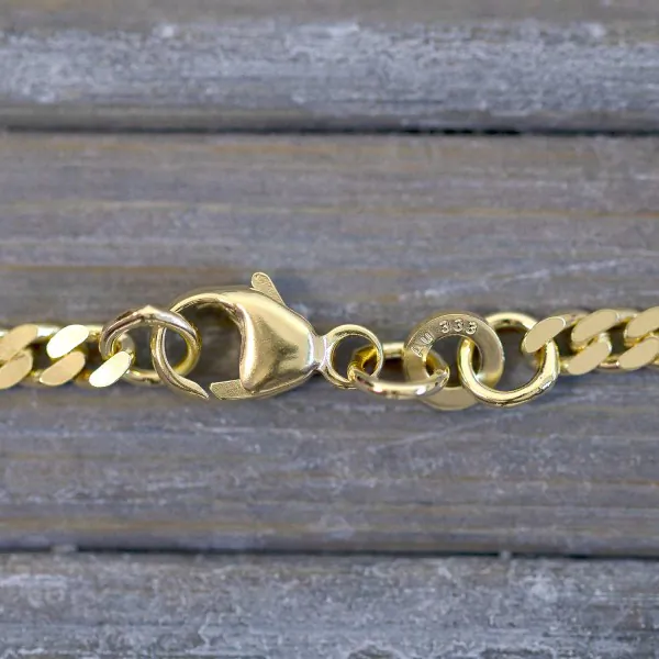 Goldkette als Panzerkette flach in Gelbgold 333 / 8K, 70 cm lang, 2,7 mm breit, Gewicht ca. 10.8 g.