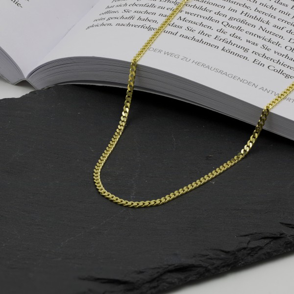 Goldkette als Panzerkette flach in Gelbgold 585 / 14K, 75 cm lang, 2,7 mm breit, Gewicht ca. 14.4 g.