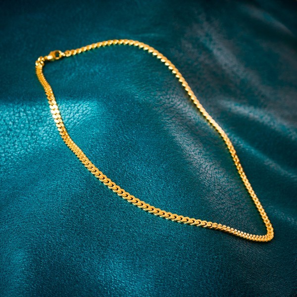 Goldkette als Panzerkette flach in Gelbgold 585 / 14K, 75 cm lang, 4,1 mm breit, Gewicht ca. 34.2 g.