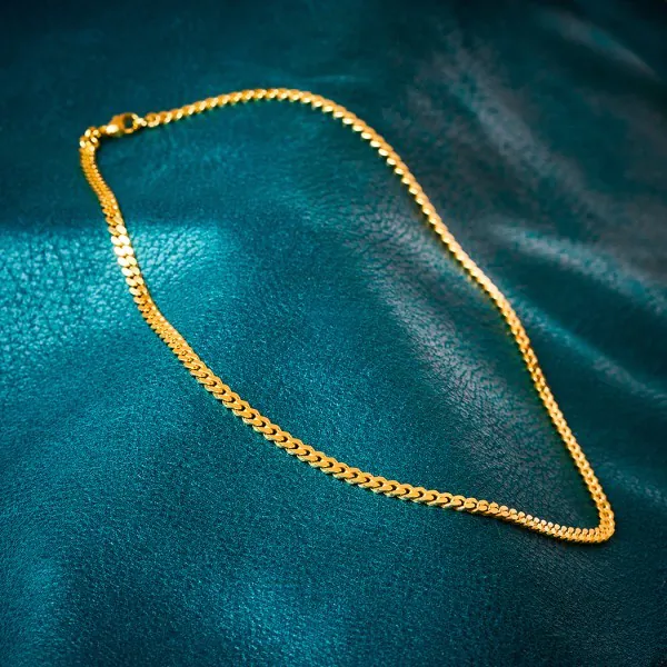 Goldkette als Panzerkette flach in Gelbgold 585 / 14K, 85 cm lang, 4,1 mm breit, Gewicht ca. 38.8 g.
