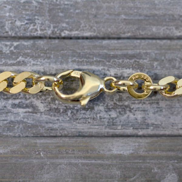 Goldkette als Panzerkette flach in Gelbgold 333 / 8K, 50 cm lang, 4,1 mm breit, Gewicht ca. 18.9 g.