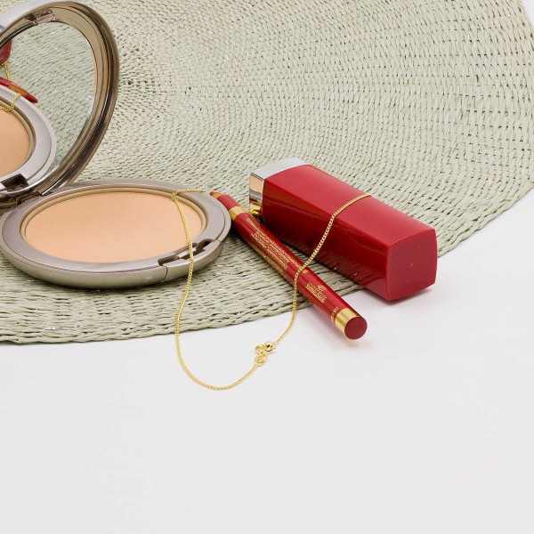 Goldkette als Panzerkette flach in Gelbgold 585 / 14K, 36 cm lang, 1,2 mm breit, Gewicht ca. 1.9 g.