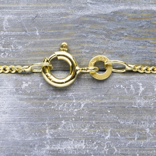 Goldkette als Panzerkette flach in Gelbgold 333 / 8K, 60 cm lang, 1,4 mm Breit, Gewicht ca. 3.0 g.