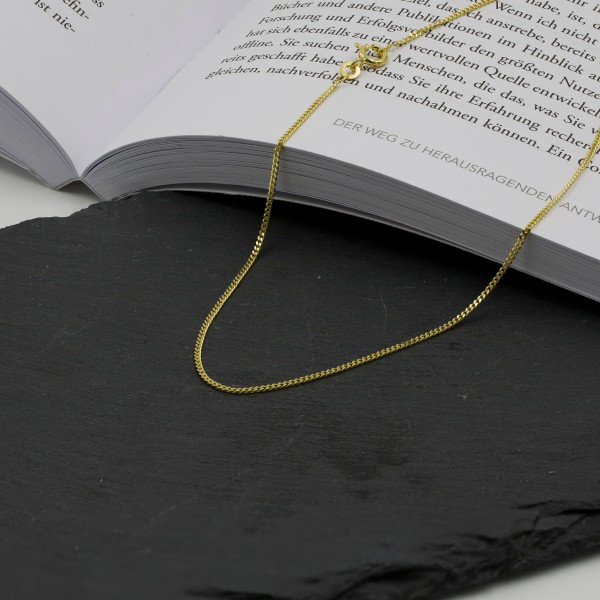 Goldkette als Panzerkette flach in Gelbgold 750 / 18K, 80 cm lang, 1,4 mm breit, Gewicht ca. 6.8 g.