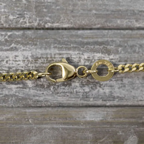 Goldkette als Panzerkette flach in Gelbgold 333 / 8K, 45 cm lang, 2,1 mm breit, Gewicht ca. 5.4 g.