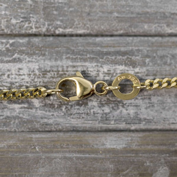 Goldkette als Panzerkette flach in Gelbgold 333 / 8K, 80 cm lang, 2,1 mm breit, Gewicht ca. 9.6 g.