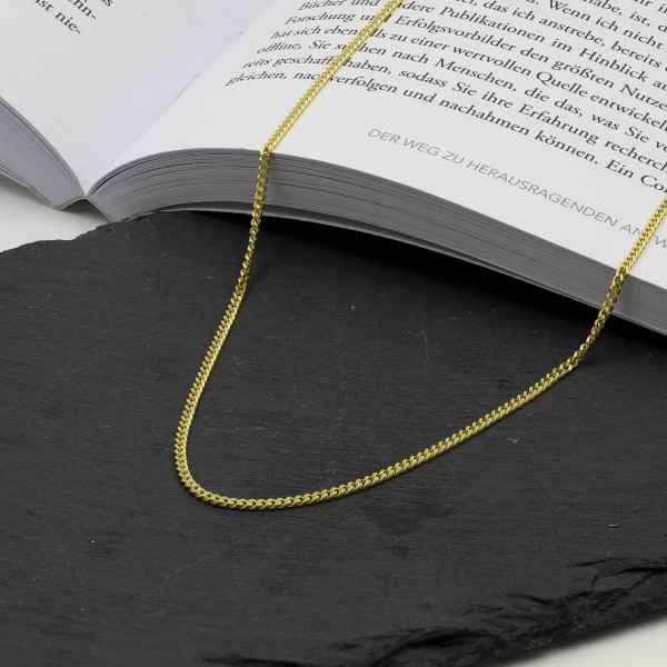 Goldkette als Panzerkette flach in Gelbgold 333 / 8K, 75 cm lang, 2,1 mm breit, Gewicht ca. 8.6 g.